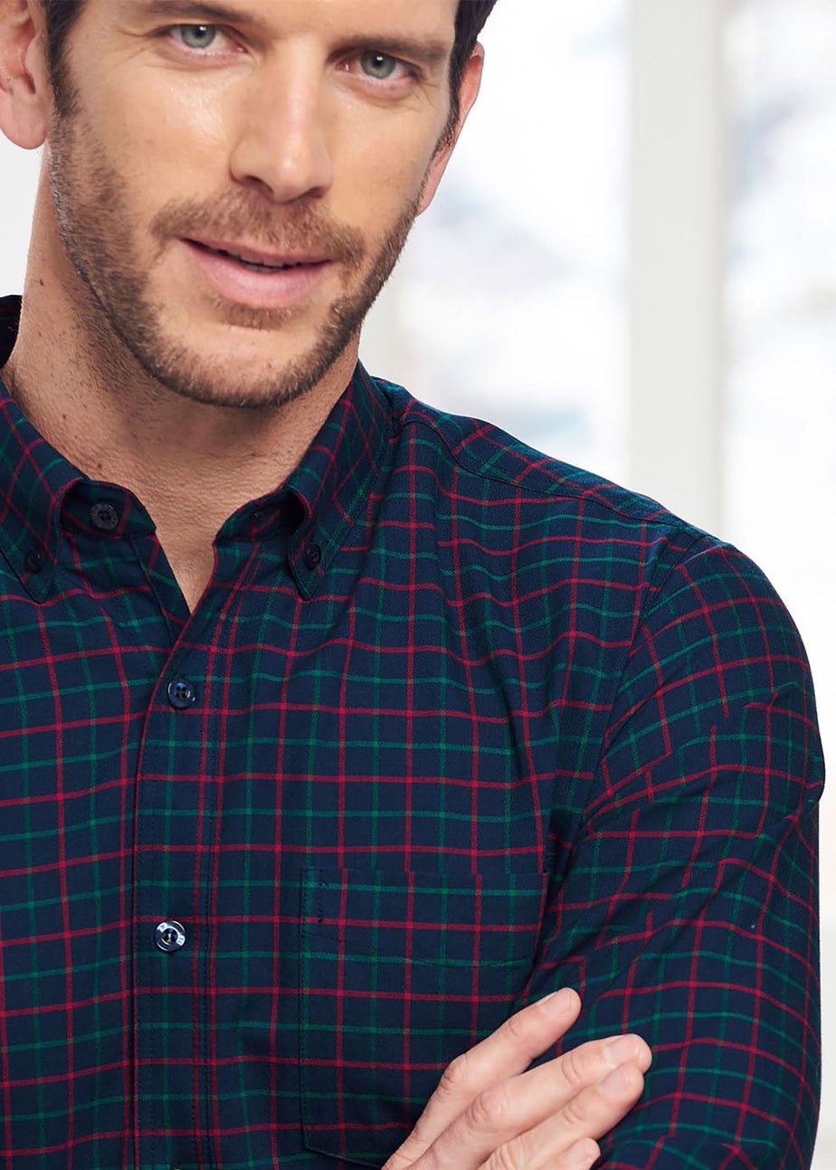 Cotton Traders Dark Sky Iconic Long Sleeve Patterned Oxford Shirt