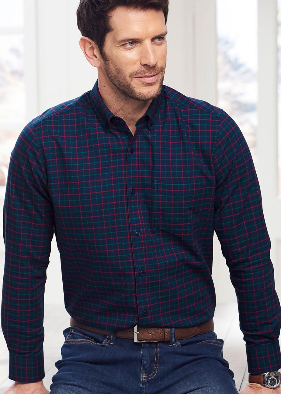 Cotton Traders Dark Sky Iconic Long Sleeve Patterned Oxford Shirt