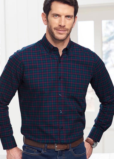 Cotton Traders Dark Sky Iconic Long Sleeve Patterned Oxford Shirt