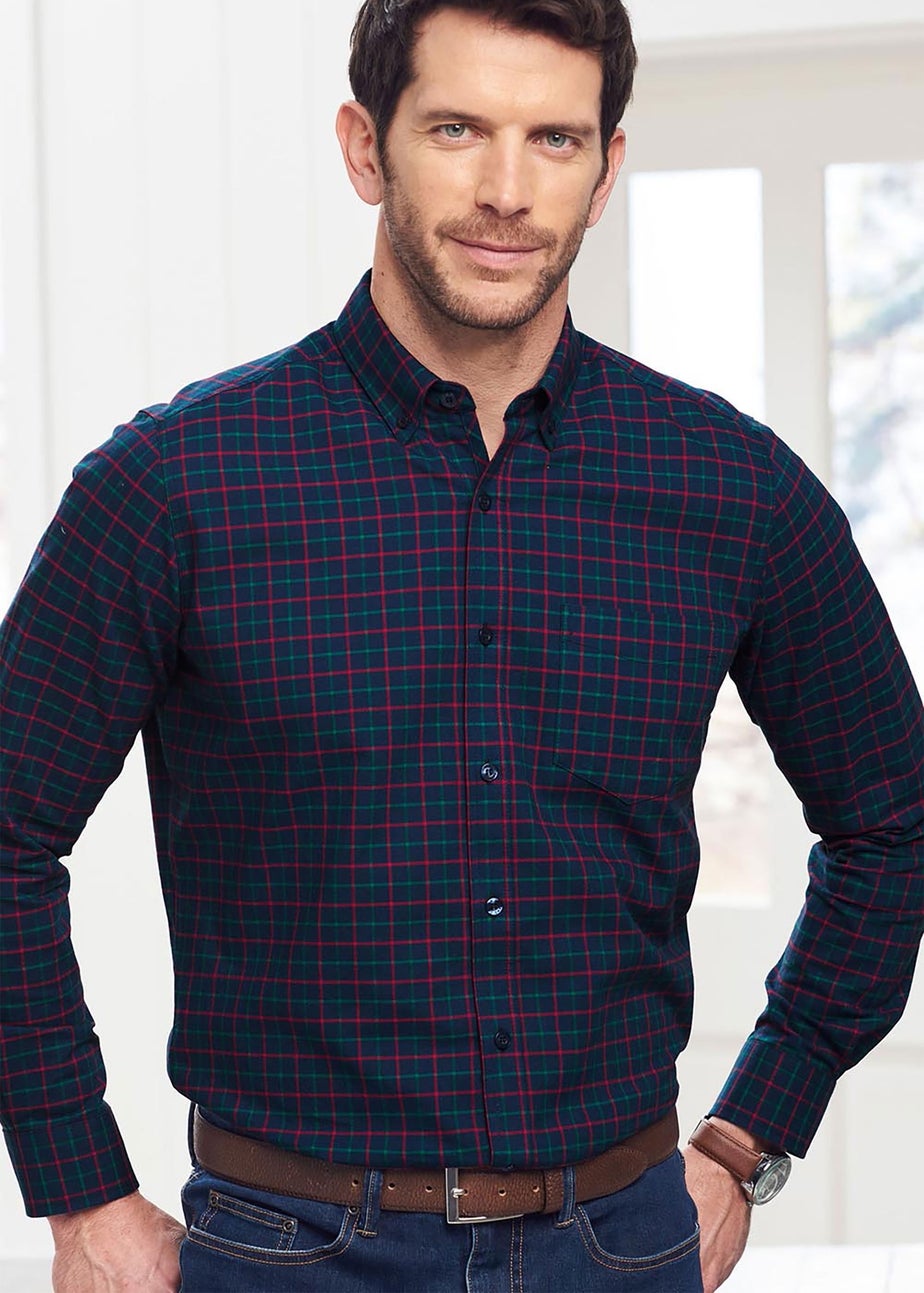 Cotton Traders Dark Sky Iconic Long Sleeve Patterned Oxford Shirt