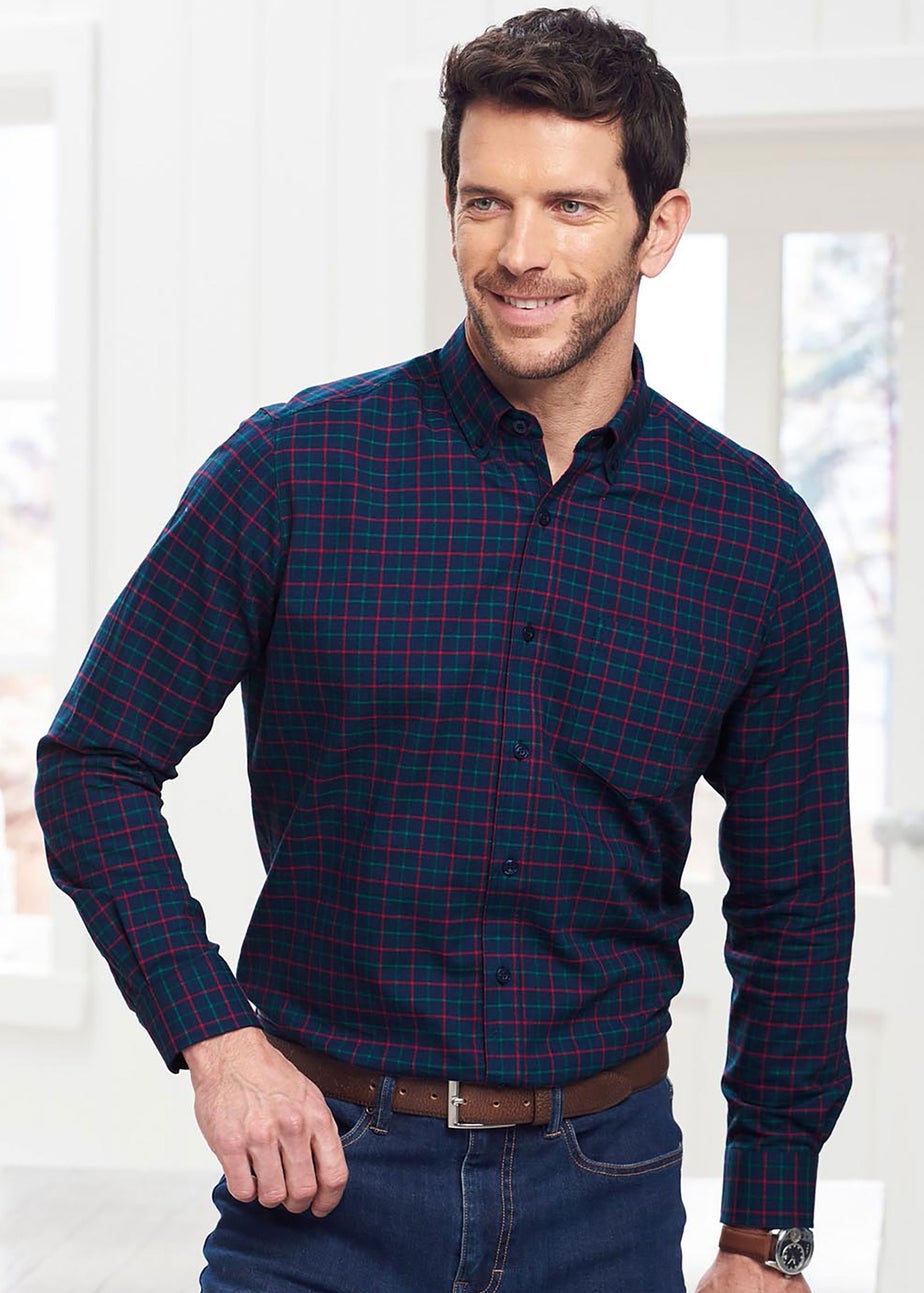 Cotton Traders Dark Sky Iconic Long Sleeve Patterned Oxford Shirt