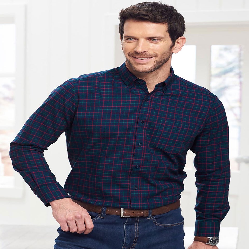 Cotton Traders Dark Sky Iconic Long Sleeve Patterned Oxford Shirt