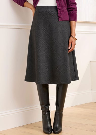 Cotton Traders Black Jersey Pull-On Midi Skirt