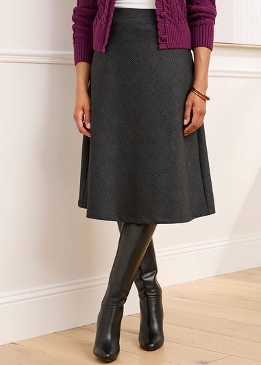 Cotton Traders Black Jersey Pull-On Midi Skirt