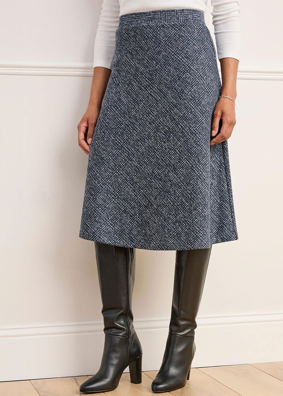 Cotton Traders Navy Jersey Pull-On Midi Skirt