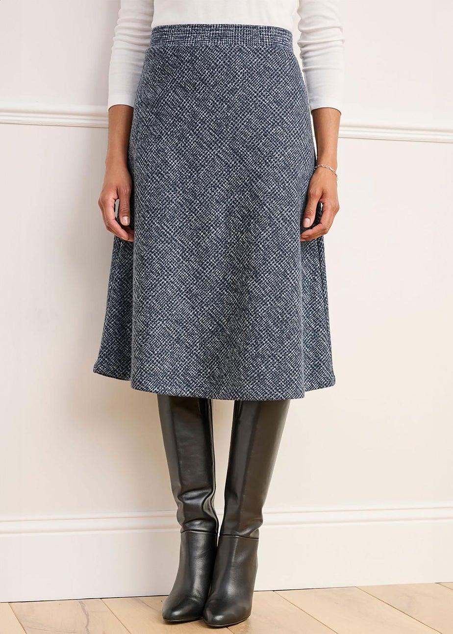 Cotton Traders Navy Jersey Pull-On Midi Skirt