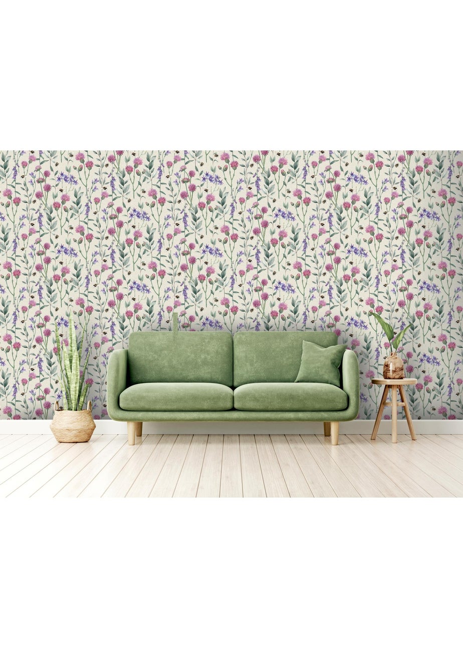 Arthouse Bumblebee Meadow Neutral Wallpaper