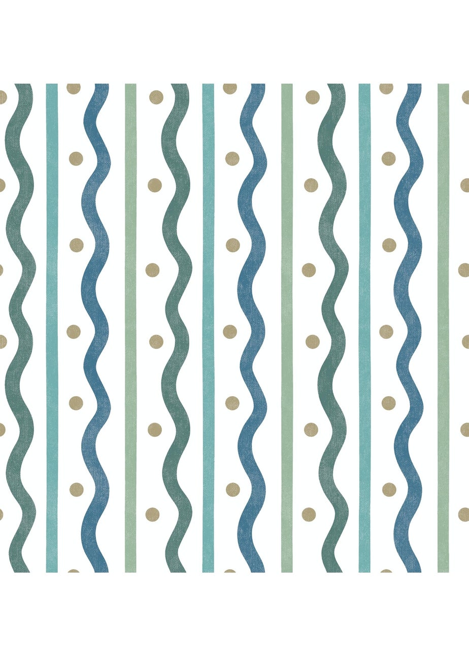 Arthouse Squiggle Stripe Blue Green Wallpaper
