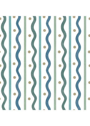 Arthouse Squiggle Stripe Blue Green Wallpaper
