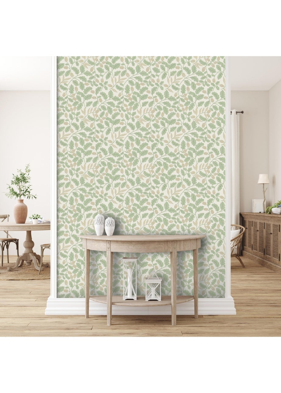 Arthouse Acorn Trail Sage Wallpaper