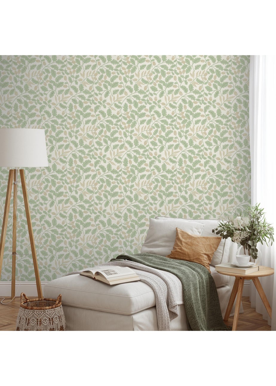 Arthouse Acorn Trail Sage Wallpaper