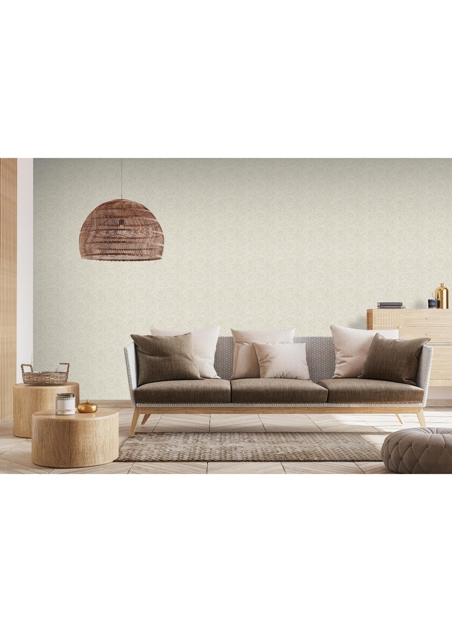 Arthouse Leaf Print Neutral Wallpaper