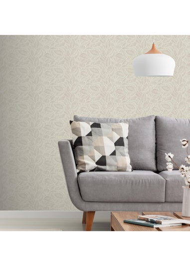 Arthouse Leaf Print Neutral Wallpaper
