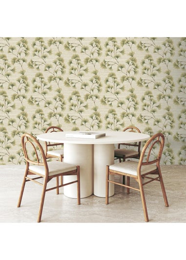 Arthouse Ginkgo Leaf Trail Green/Neutral Wallpaper