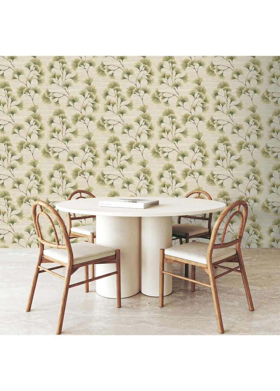 Arthouse Ginkgo Leaf Trail Green/Neutral Wallpaper