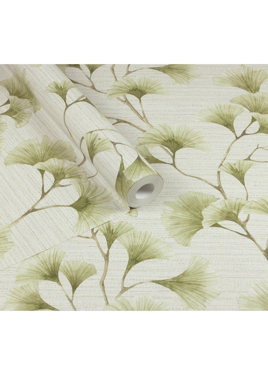 Arthouse Ginkgo Leaf Trail Green/Neutral Wallpaper