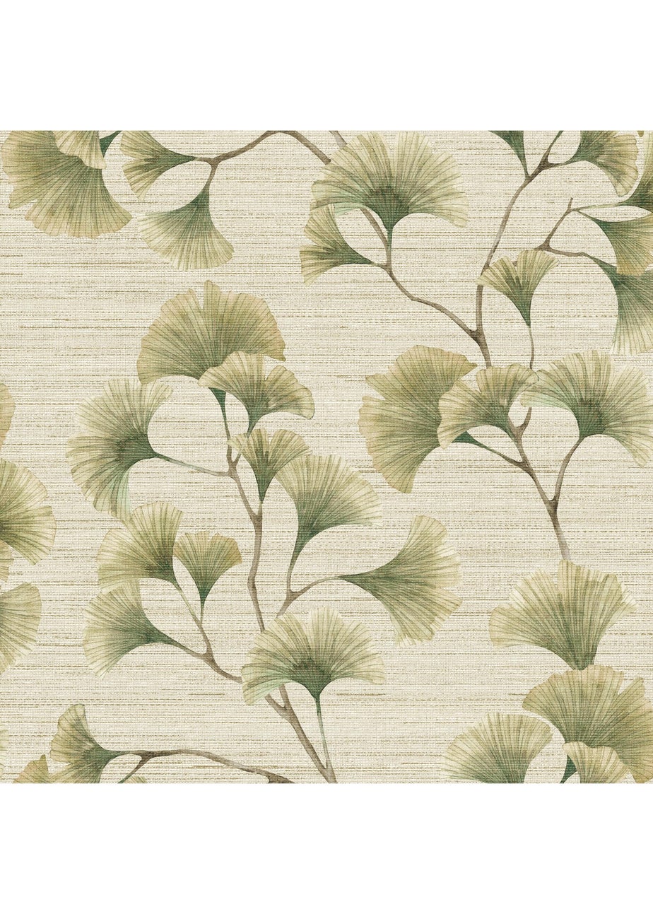Arthouse Ginkgo Leaf Trail Green/Neutral Wallpaper