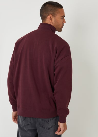 Threadbare Burgundy Half Zip Sweatshirt