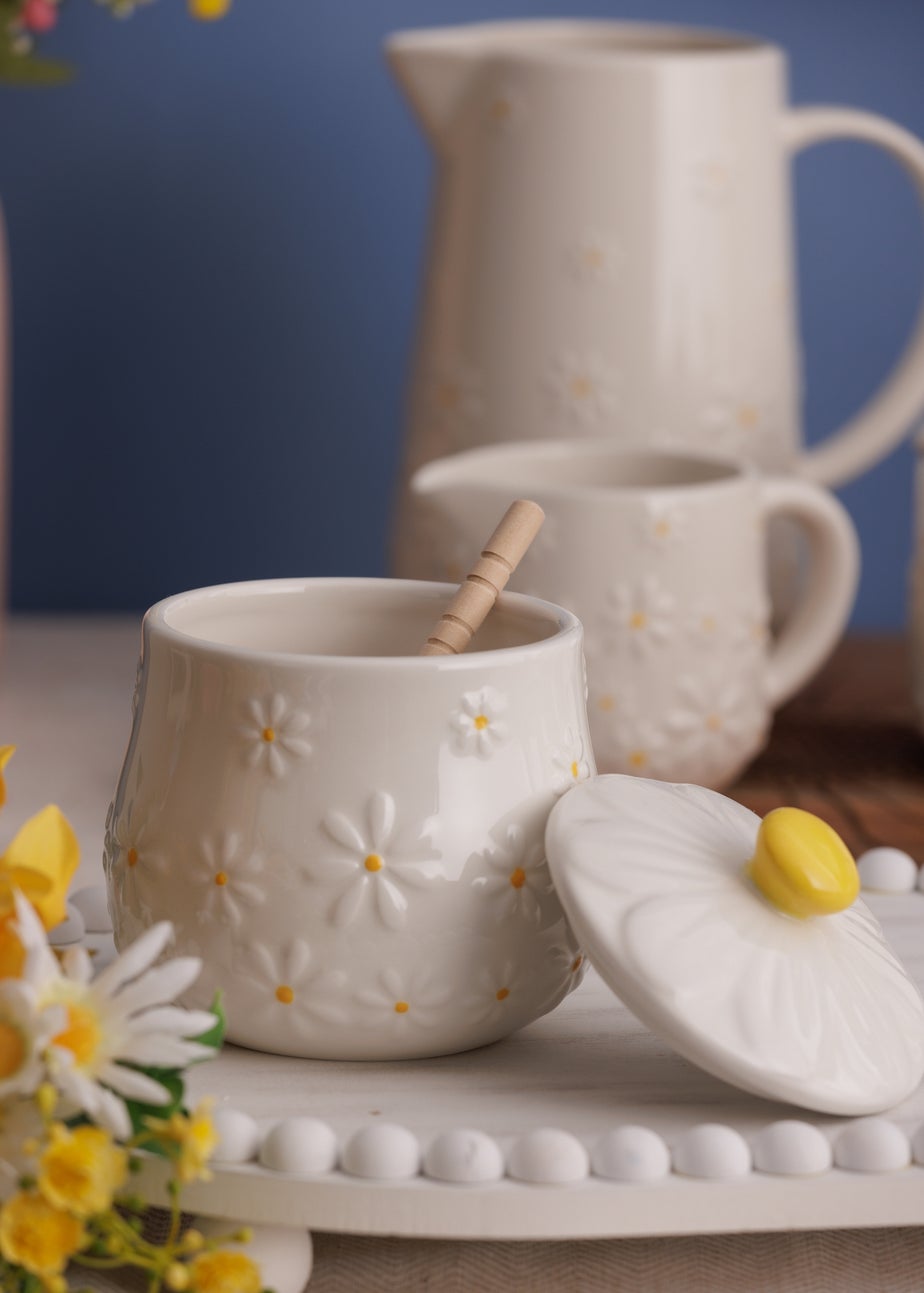 Price & Kensington Cream Daisy Honey Pot & Drizzler