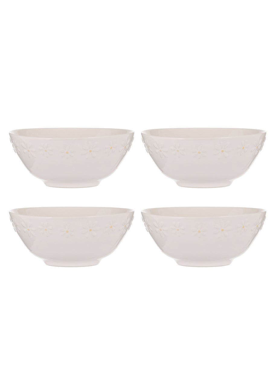 Price & Kensington Cream Daisy Set of 4 Cereal Bowls 16.5cm