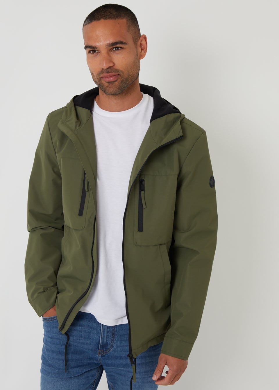 Threadbare Khaki Microfleece Lined Hooded Jacket