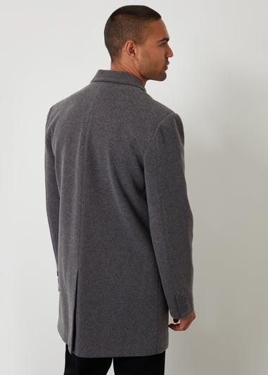 Threadbare Charcoal Faux Wool Overcoat