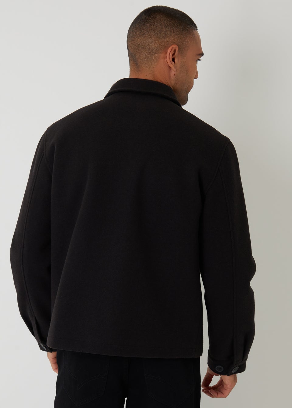 Threadbare Black Faux Wool Button Up Quilted Shacket