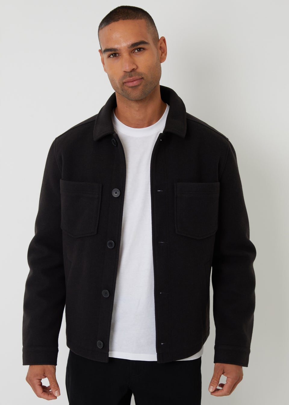 Threadbare Black Faux Wool Button Up Quilted Shacket