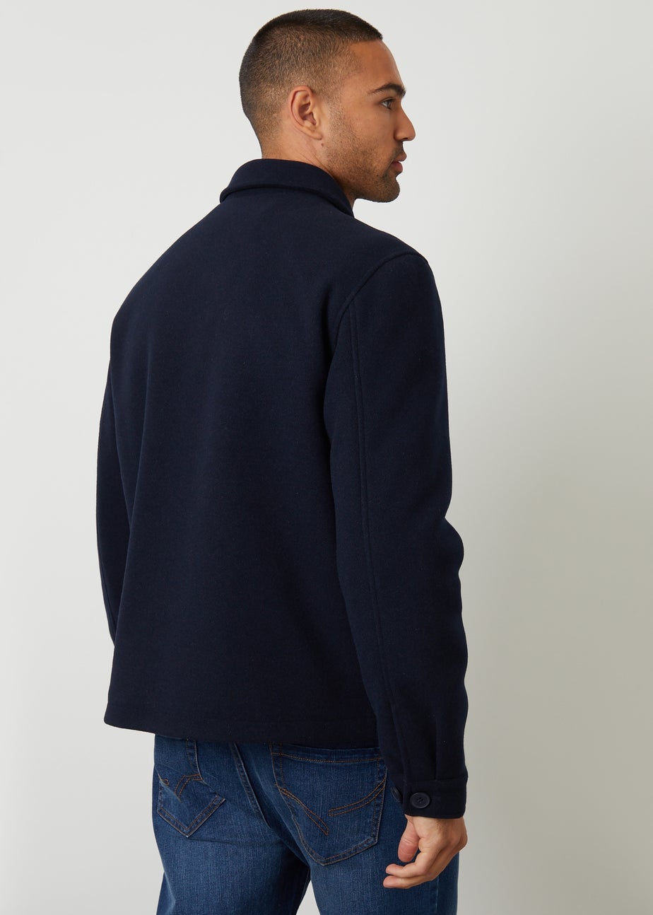 Threadbare Navy Faux Wool Button Up Quilted Shacket