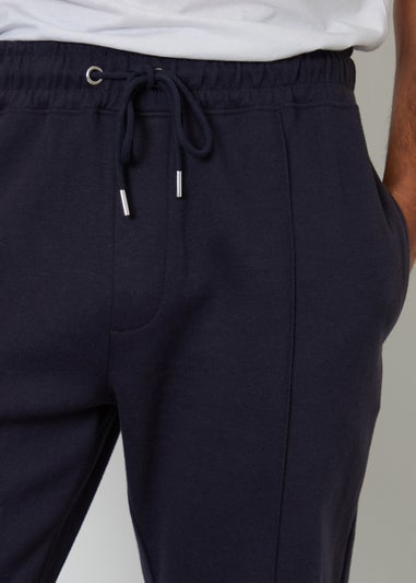 Threadbare Navy Pintuck Pique Joggers