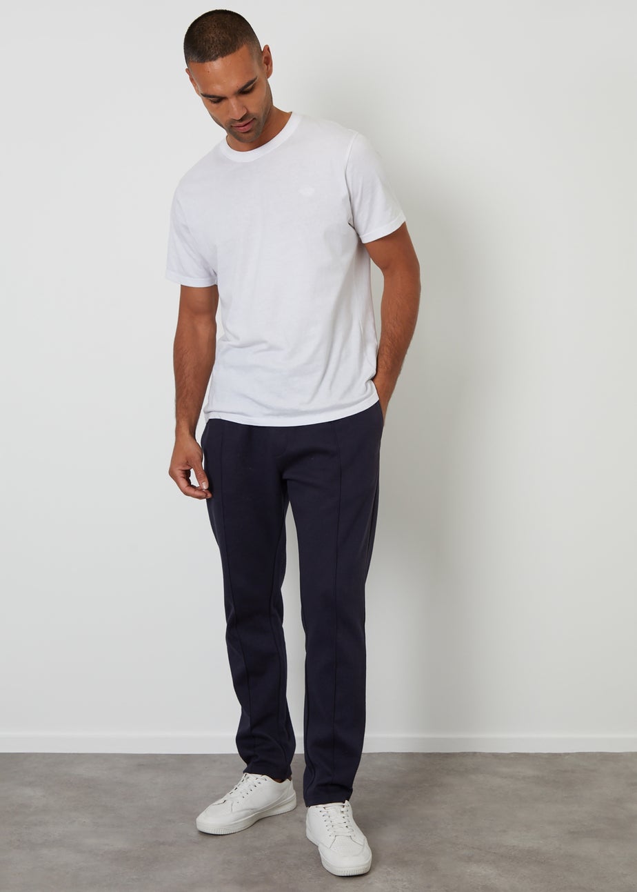 Threadbare Navy Pintuck Pique Joggers