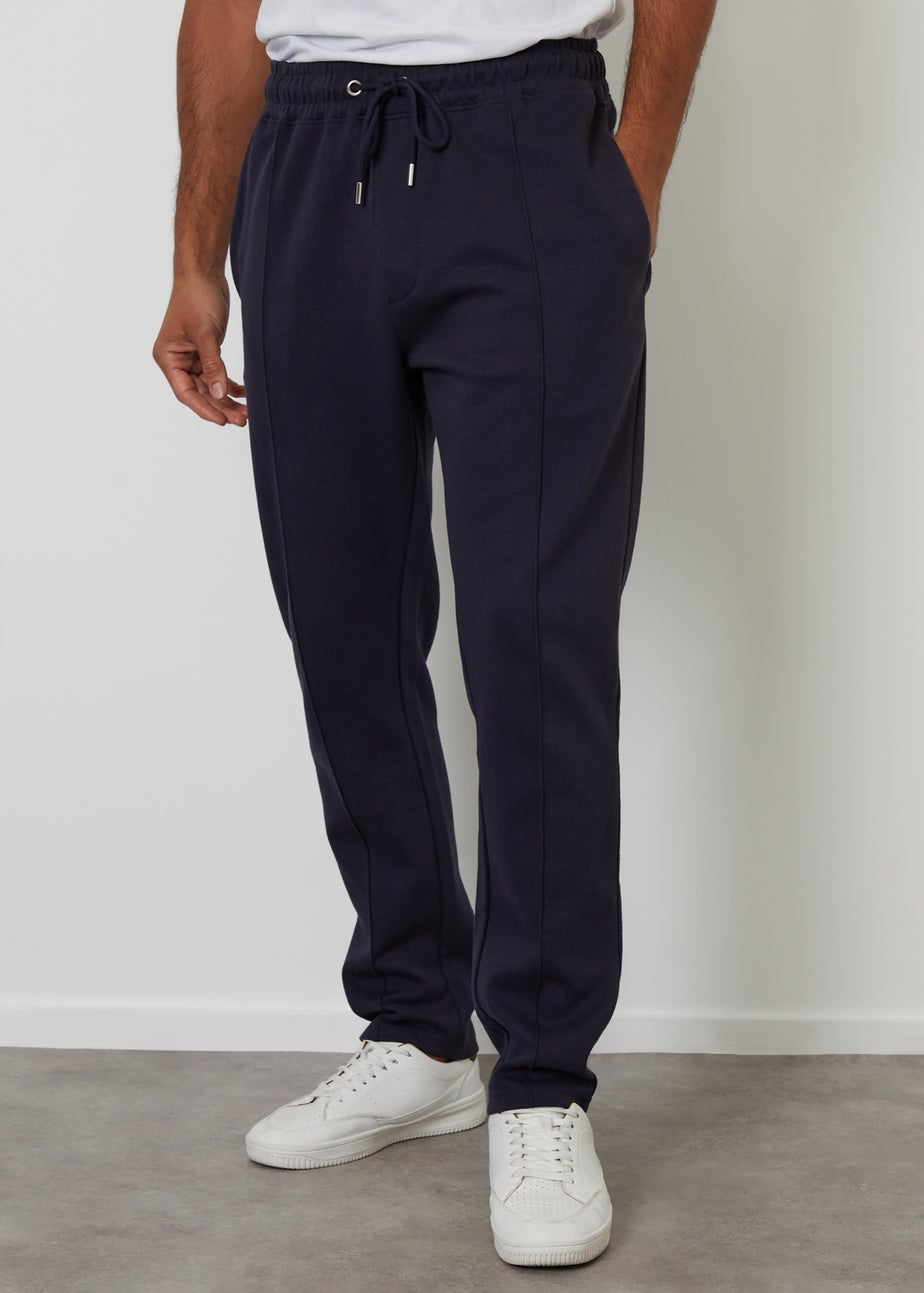 Threadbare Navy Pintuck Pique Joggers