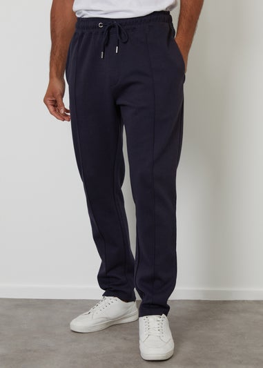Threadbare Navy Pintuck Pique Joggers