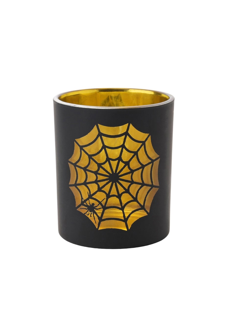 Hocus Pocus Black & Gold Cobweb Tea Light Holders Set of 3
