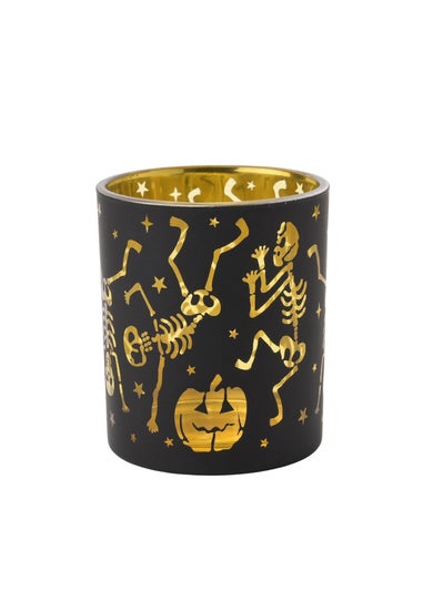 Hocus Pocus Black & Gold Skeleton Tea Light Holders Set of 3