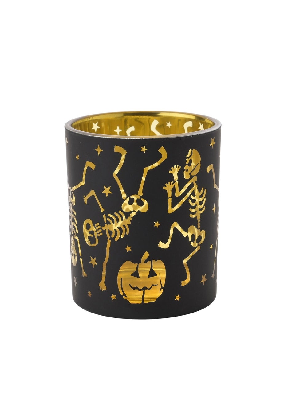 Hocus Pocus Black & Gold Skeleton Tea Light Holders Set of 3