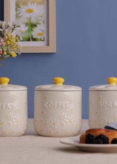 Price & Kensington Daisy Tea, Coffee & Sugar Storage Jars Set of 3