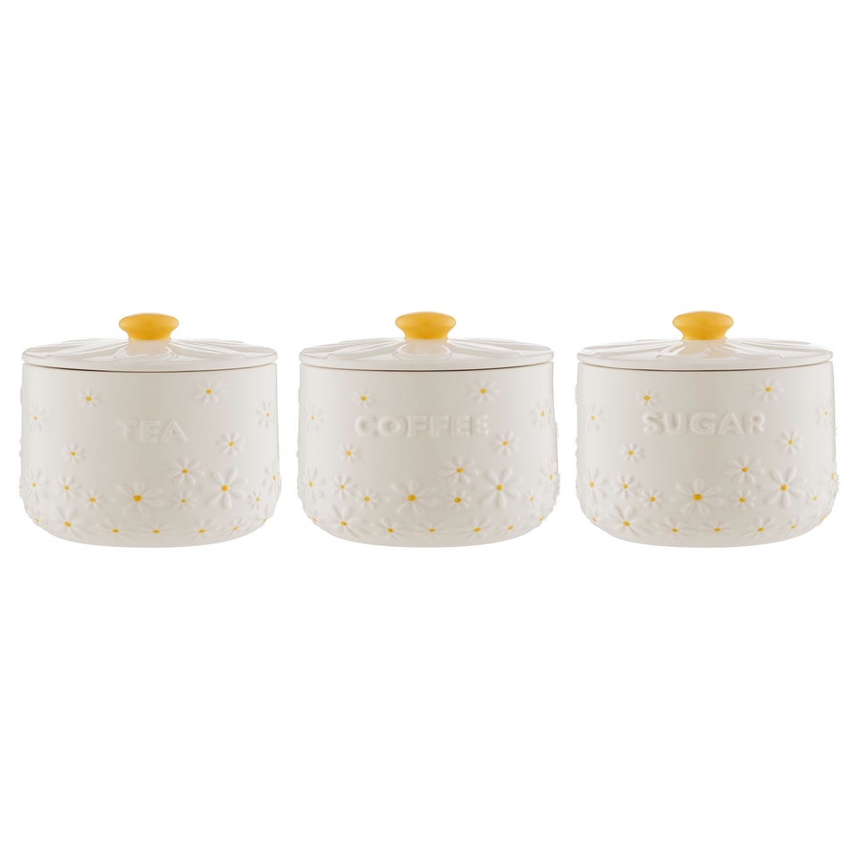 Price & Kensington Daisy Tea, Coffee & Sugar Storage Jars Set of 3