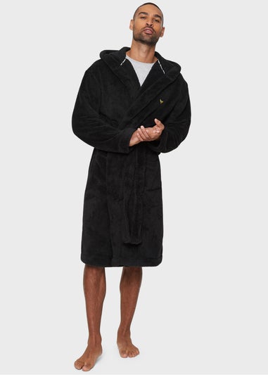 Threadbare Black Borg Hooded Dressing Gown