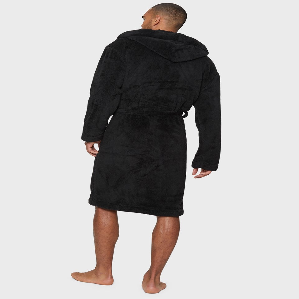 Threadbare Black Borg Hooded Dressing Gown