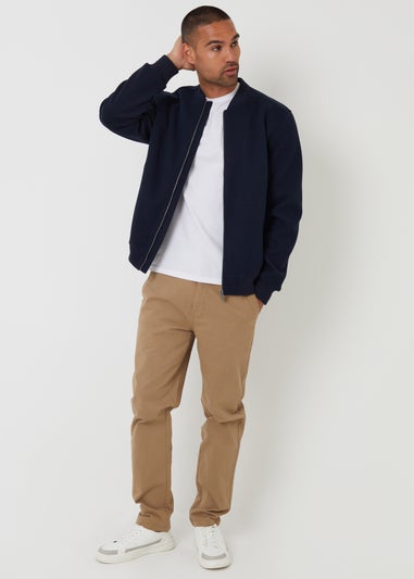Threadbare Navy Brushed Bomber Jacket