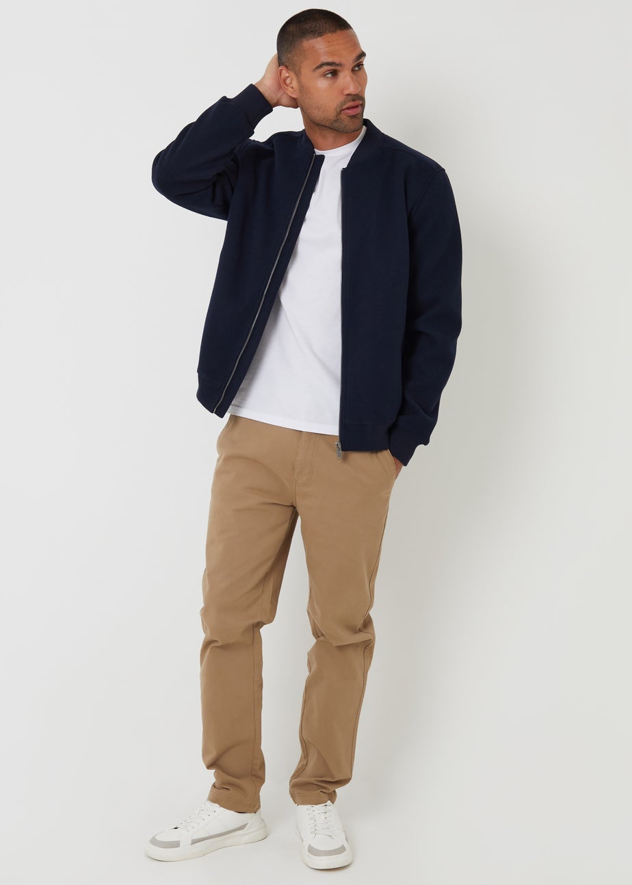 Threadbare Navy Brushed Bomber Jacket