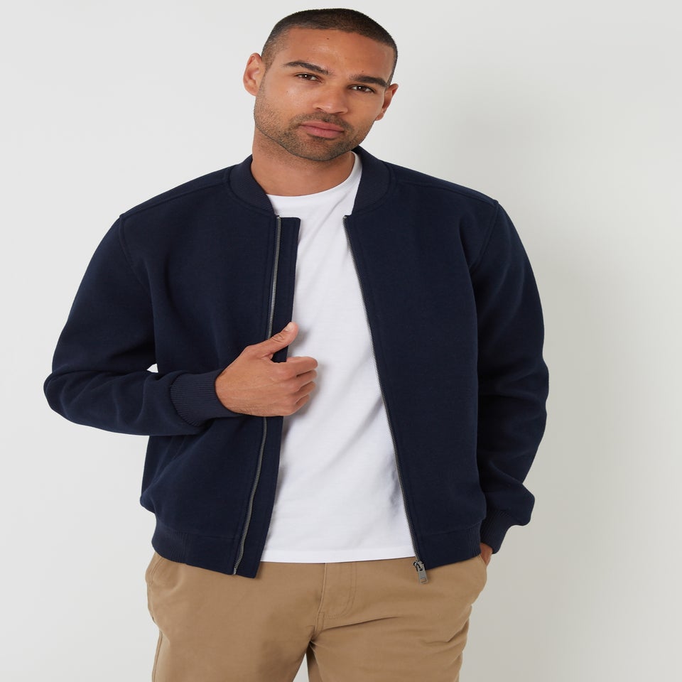Threadbare Navy Brushed Bomber Jacket