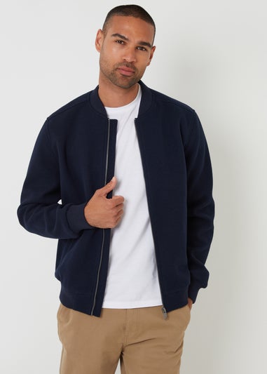 Threadbare Navy Brushed Bomber Jacket
