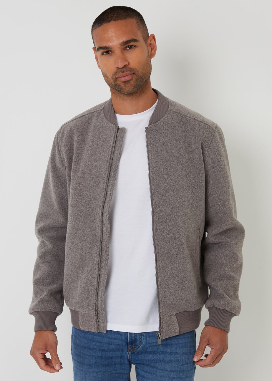 Threadbare Taupe Brushed Bomber Jacket