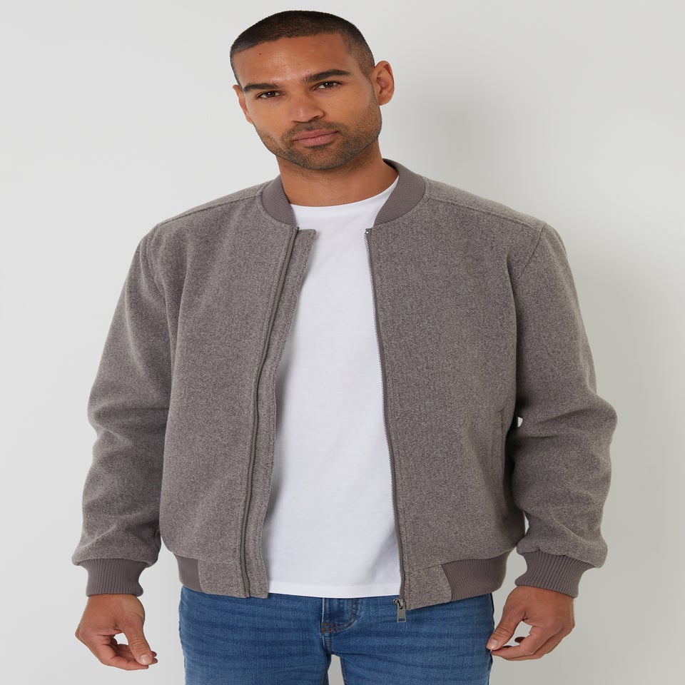 Threadbare Taupe Brushed Bomber Jacket