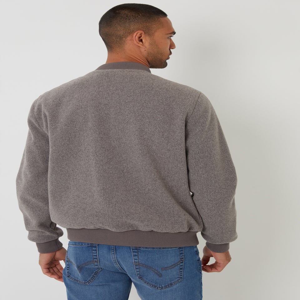 Threadbare Taupe Brushed Bomber Jacket