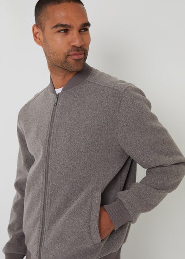 Threadbare Taupe Brushed Bomber Jacket