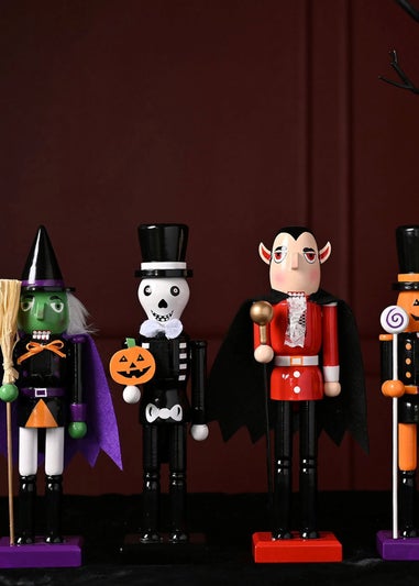 Hocus Pocus Black & White Wooden Nutcracker Skeleton