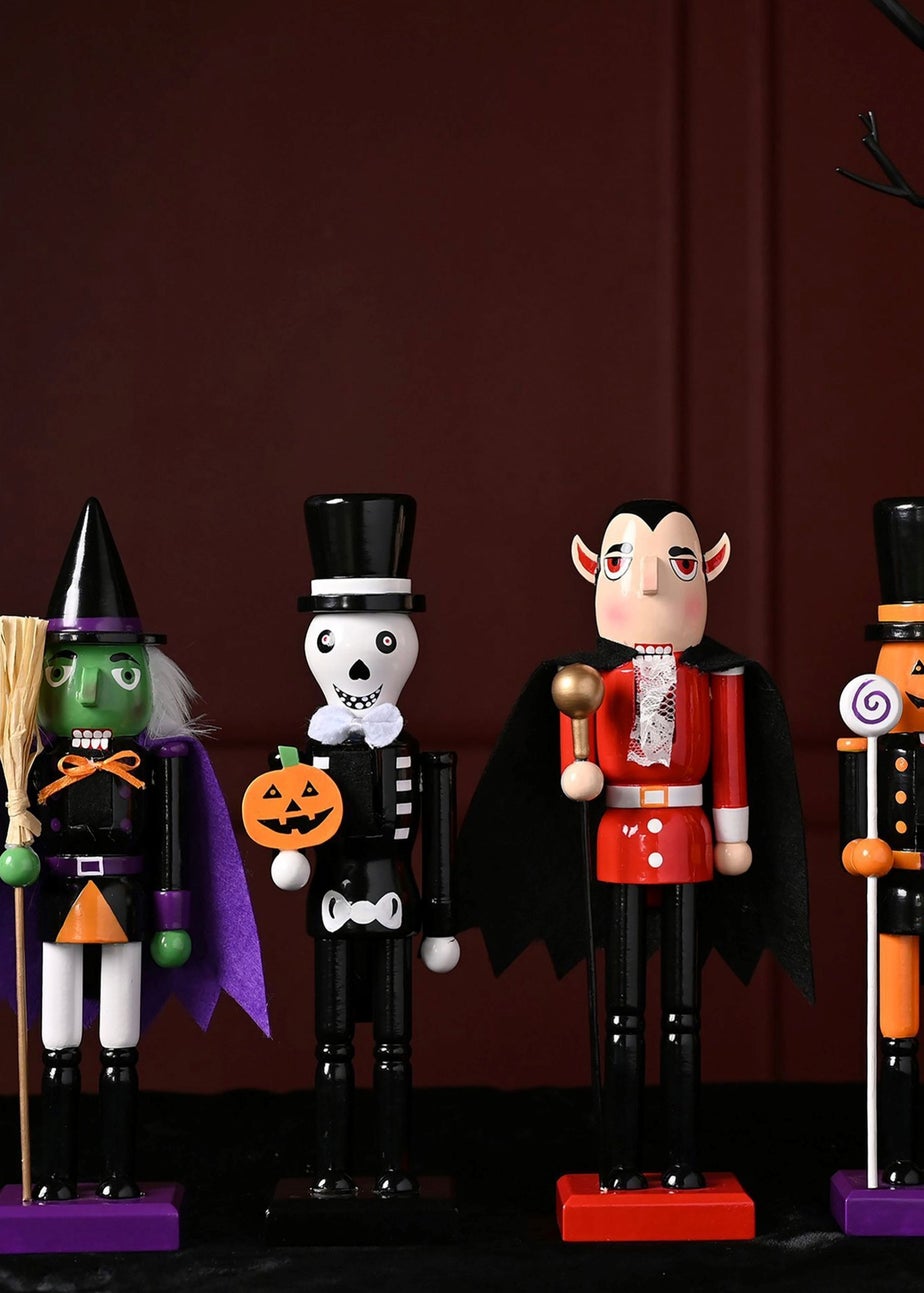 Hocus Pocus Black & White Wooden Nutcracker Skeleton